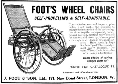 Anúncio para cadeiras de rodas Foots, 1910 de Unbekannt