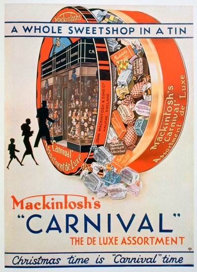 Anúncio para as variedades de caramelo do Carnaval de Mackintosh, 1930 de Unbekannt