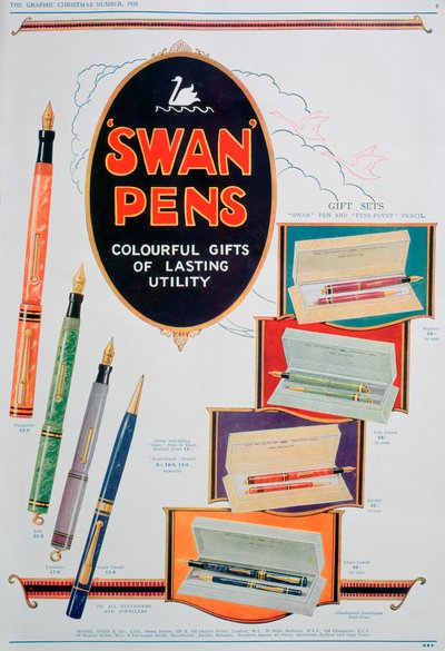 Anúncio para canetas de cisne, 1928 de Unbekannt
