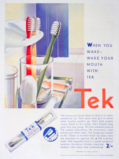 Anúncio das escovas de dentes Tek, de Johnson e Johnson, 1931 de Unbekannt