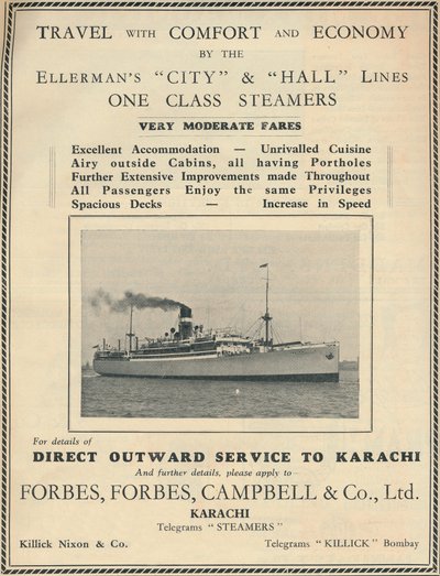 Anúncio para vapores de Ellermans, 1936. de Unbekannt