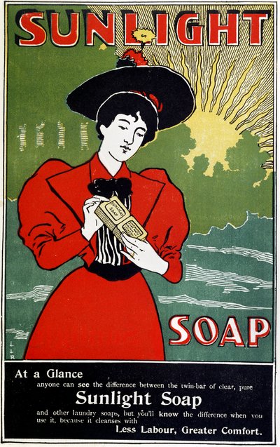 Anúncio para sabão doméstico Sunlight, c1890 de Unbekannt