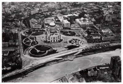 Vista aérea da Catedral de Cristo Salvador, Moscou, URSS, de um Zeppelin, 1930 1933 de Unbekannt
