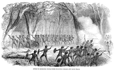Affray of Aboriginal, a 5 km de Brisbane, Nova Gales do Sul, 1854 de Unbekannt