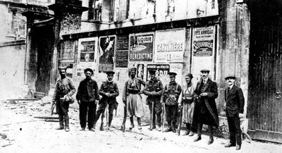 Chasseur africano, dois turcos e três soldados britânicos, Soissons, França, Primeira Guerra Mundial, 1914 de Unbekannt
