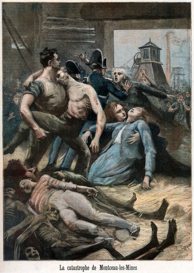 Rescaldo de um acidente de mineração, Montceau-les-Mines, França, 1895 de Unbekannt