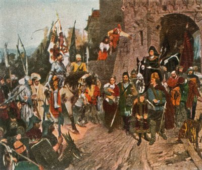 Agnes von Rosenberg entrega o castelo de seus pais aos hussitas, 1426, 1936. de Unbekannt