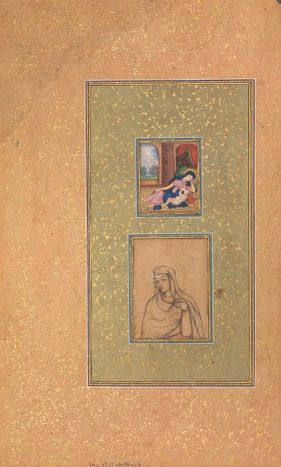 Página do álbum com dois temas cristãos, final do século XVI. de Unbekannt