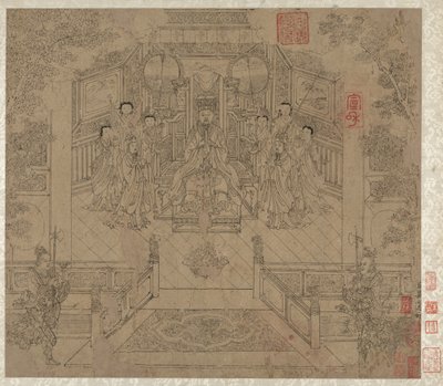 Álbum de temas taoístas e budistas: procissão de divindades taoístas: folha 1, 1200s. de Unbekannt