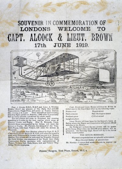 O voo transatlântico pioneiro da Alcock e Brown de Unbekannt
