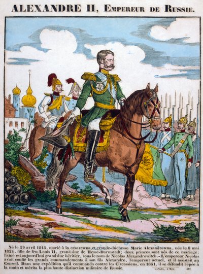Alexandre II, czar da Rússia, revisando tropas, c1855 de Unbekannt