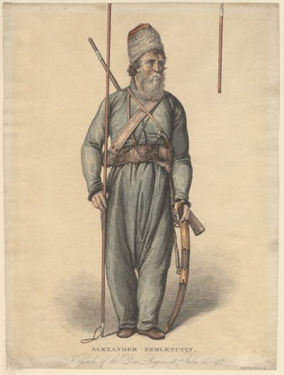 Alexander Zemlyanukhin, cossaco do Regimento de Don, ca 1813 de Unbekannt