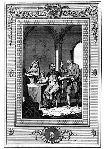 Alfred The Great dividindo seu pão com um pobre peregrino, século IX, 1772 de Unbekannt