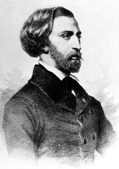 Alfred de Musset (1810-1857) poeta e escritor francês, gravura, c. 1854 de Unbekannt
