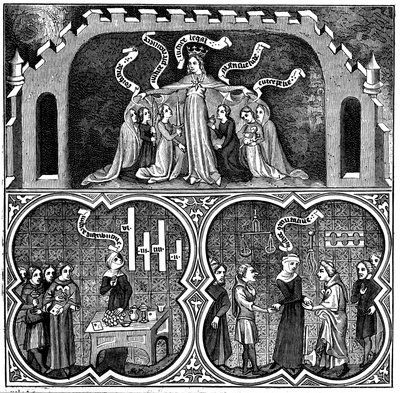 Alegoria da Justiça, da Ética de Aristóteles, século XIV de Unbekannt