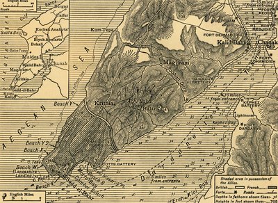 Posições aliadas na península de Gallipoli na Turquia, Primeira Guerra Mundial, julho de 1915, c1920. de Unbekannt