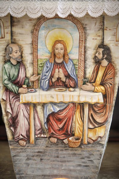 Altar retratando Jesus com os peregrinos de Emaús, Depressa, Itália de Unbekannt