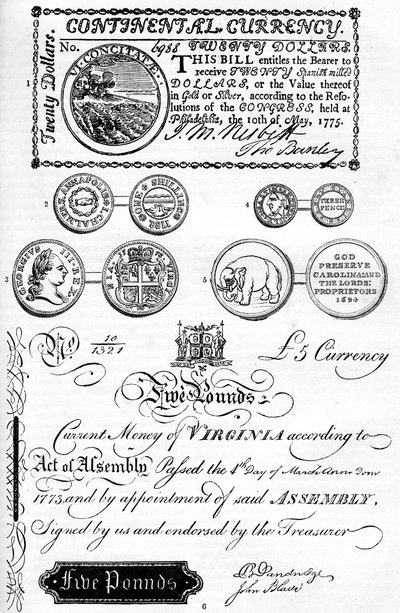 Moedas americanas e papel-moeda, séculos XVII-XVIII c1880 de Unbekannt