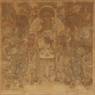 A assembléia do Buda Amitabha no Paraíso Ocidental, final do século XVIII e início do século XIX. de Unbekannt