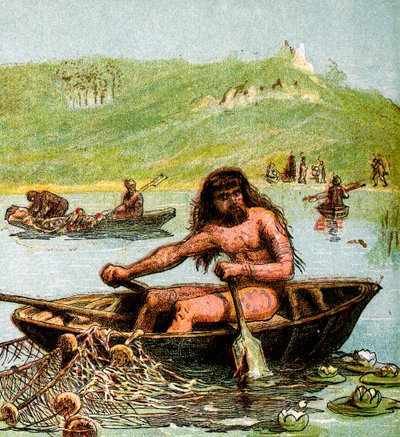 Um britânico antigo em seu barco, c1850 de Unbekannt