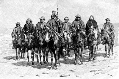 Um chefe mapuche araucano e sua equipe, ChileArgentina, 1895 de Unbekannt