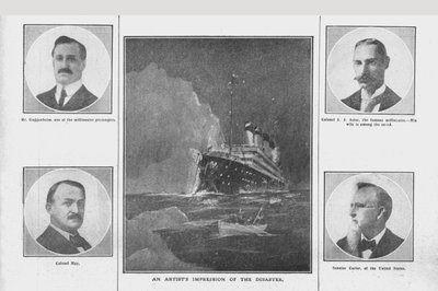 Uma Impressão de Artistas do Desastre e retratos de pessoas relacionadas, 20 de abril de 1912. de Unbekannt