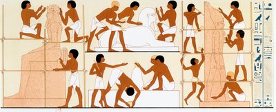 Escultores egípcios antigos trabalhando em estátuas, c1842-1845 de Unbekannt