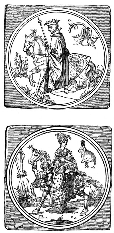 Cartas de jogar antigas: rei e rainha, 1833 de Unbekannt