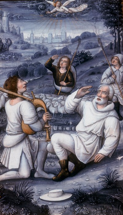 Anjo convocando os pastores para a Natividade, século XVI de Unbekannt