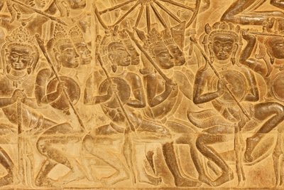 Angkor Wat Detalhe da Escultura de Alívio da Batalha de Kurukshetra, Siem Reap, Camboja de Unbekannt