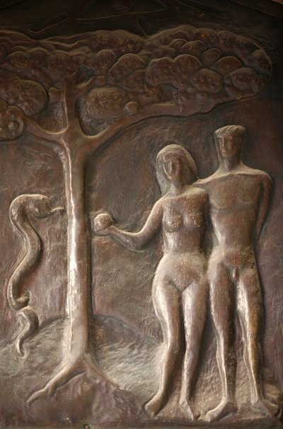 Escultura da basílica da Anunciação: Adão e Eva, Nazaré, Israel de Unbekannt