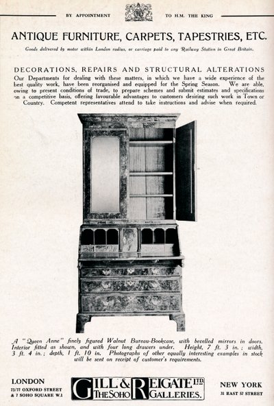 Móveis antigos, tapetes, tapeçarias etc., 1921 de Unbekannt