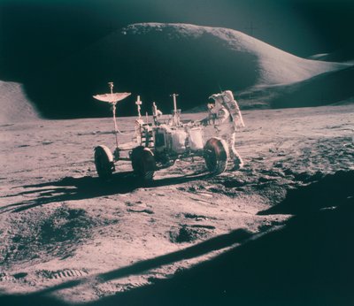 Astronauta da Apollo 15, James Irwin, com o Lunar Rover, agosto de 1971 de Unbekannt
