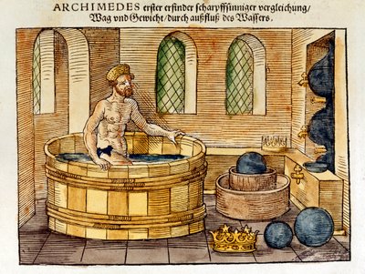 Arquimedes em seu banho, 1547 de Unbekannt