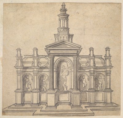 Tabernáculo em Forma de Arquitetura com um Santo e Quatro Putti, ca. 1530-49. de Unbekannt