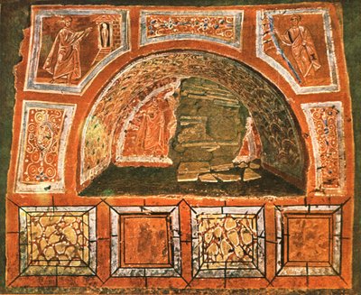 Arcosolium na catacumba de Domitilla na Via Ardeatina, Roma, Itália, 1928. de Unbekannt
