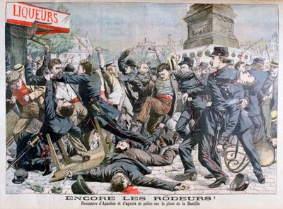Criminosos armados brigando com a polícia, Place de la Bastille, Paris, 1904 de Unbekannt