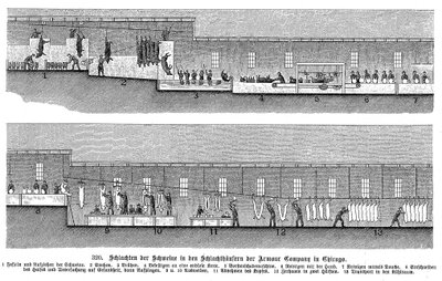 Matadouro de porcos da Armour Company, Chicago, Illinois, EUA, 1895 de Unbekannt