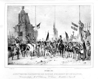 Chegada dos patriotas de Rouen, Elbeut e Le Havre, Paris, 30 de julho de 1830 de Unbekannt