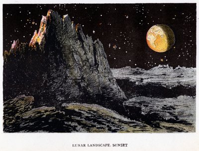 Artistas impressão da paisagem lunar ao pôr do sol, 1884 de Unbekannt