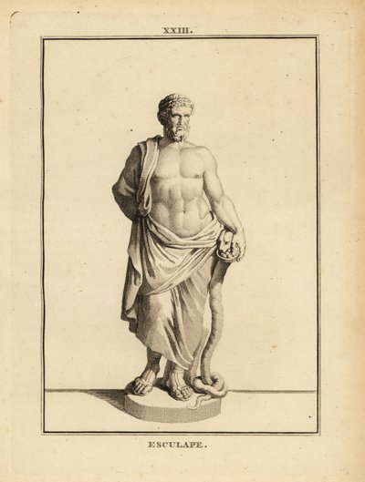 Asclepius, deus grego da medicina com cajado serpenteado de Unbekannt