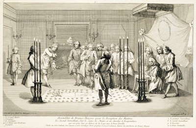 Assembléia de maçons antes da iniciação de um mestre, c1733 de Unbekannt