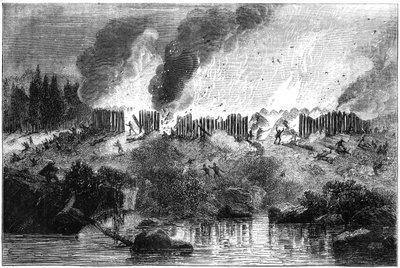 Ataque ao Forte Pequot, 1637 c1880 de Unbekannt