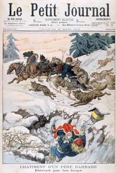 Atacados por lobos, Rússia, 1903 de Unbekannt