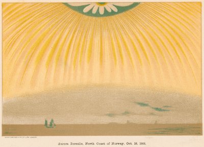 Aurora Boreal ou Aurora Boreal observada no norte da Noruega, 10 de outubro de 1868, 1906 de Unbekannt