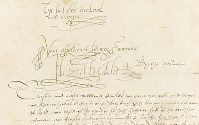 Carta de autógrafos da rainha Elizabeth I a Maria, rainha dos escoceses, 1584 de Unbekannt