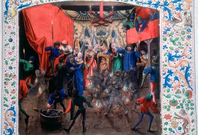 Bola dos homens em chamas, 1393. c1470 de Unbekannt