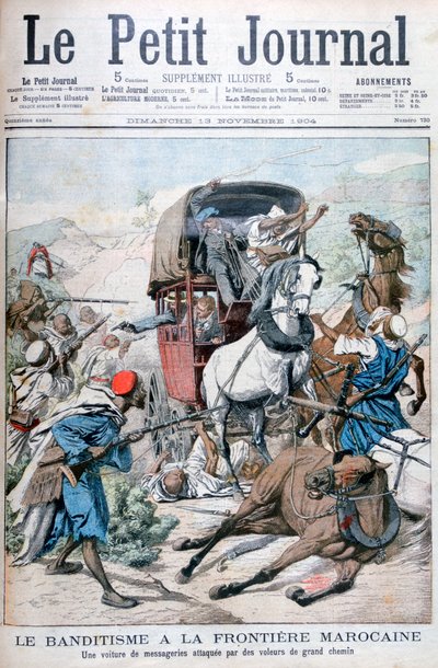 Bandidos atacando um treinador de correio na fronteira marroquina, 1904 de Unbekannt
