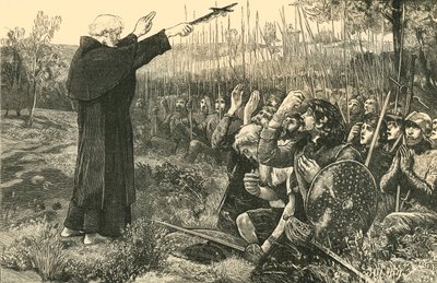 Bannockburn: O abade de Inchaffray abençoando os escoceses antes da batalha, 1314, 1890. de Unbekannt