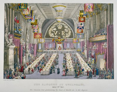 Banquete no Guildhall em homenagem à Rainha Victoria, City of London, 1837 de Unbekannt